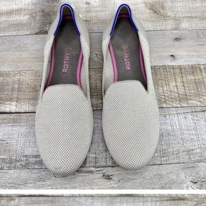 Rothys The Loafer Womens 10 US Linen Double Stitch Beige Comfort Slip On Flats